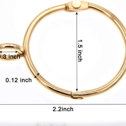 Open Curtain Rings with Eyelet - 20 Pack 1.5 Inch Openable Metal Drapery Ring Loops, Fits Up to 1 1/4 in Rod (Gold)