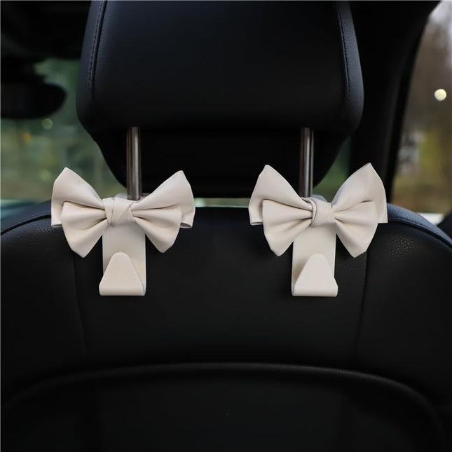 2 Pack Car Purse Hooks Cute Bow Car Seat Headrest Hook Hanger for Purses and Bags Space-Saving Car