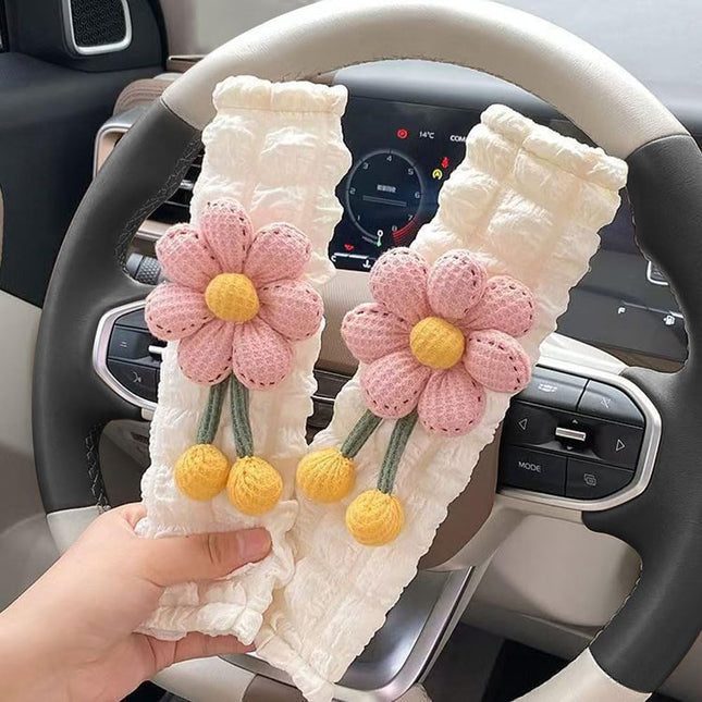 2 Pack Car Seat Belt Cover Pads Soft Seat Belt Shoulder Pad with Petals Cute Floral V1258-DP02-B-3012