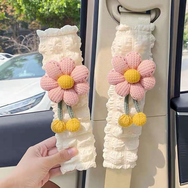 2 Pack Car Seat Belt Cover Pads Soft Seat Belt Shoulder Pad with Petals Cute Floral – product detail