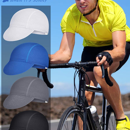4 Pieces Summer Unisex Cycling Cap Breathable Bicycle Caps Sweat-Absorbing Biking Caps for Women Men Running Outdoor Sports