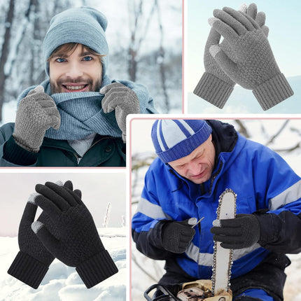 Winter Touchscreen Gloves Warm Knitted Gloves Fleece Lined Gloves Elastic Cuff Winter Texting Gloves for Women Men