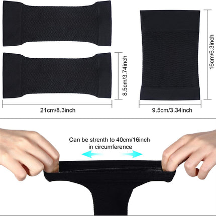 2 Pairs Women Arm Shapers Plus Size Slimming Compression Sleeve Slim Upper Flabby Arm Wrap and 1 Pair Calf Compression Sleeves, Suitable for Circumference 7 to16 Inches