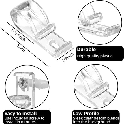 20 Sets Roller Shade Clear Safety Chain and Cord Guide Curtain P Clip Blind Cord Holder Fixation Hook Bead Chain Tension Device with Screws for Roller Vertical and Roman Shades