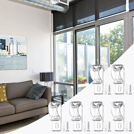 20 Sets Roller Shade Clear Safety Chain and Cord Guide Curtain P Clip Blind Cord Holder Fixation Hook Bead Chain Tension Device with Screws for Roller Vertical and Roman Shades