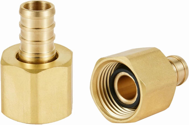 (Pack of 2) Barb Crimp Pex fittings 1/2 X1/2 Female NPT Swivel Adapter ASTM1807 (PEX1807214-2PCS)