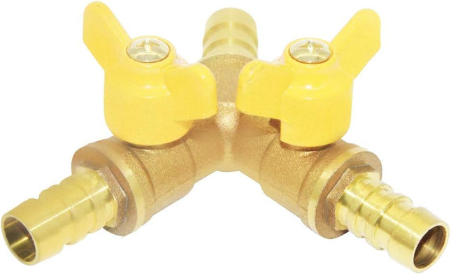 3 Way Shut Off Ball Valve 3/8 Hose Barb 2 Switch Brass Y Shaped Valve – product detail