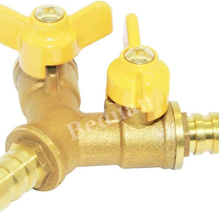 3 Way Shut Off Ball Valve, 3/8" Hose Barb 2 Switch Brass Y Shaped Valve