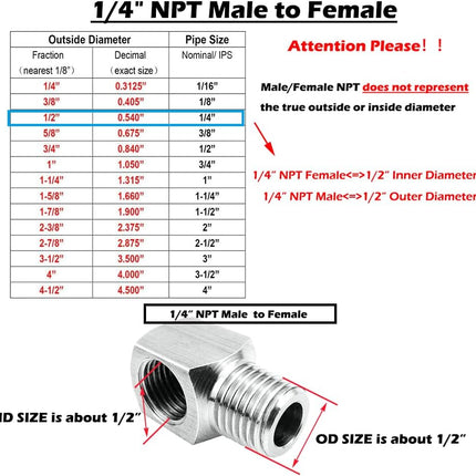 Stainless Steel Cast Pipe Fittings 90 Degree Barstock Street Elbow 1/4" NPT Male x 1/4" NPT Female Water Fuel Air