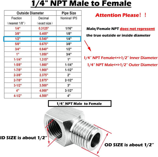 Stainless Steel Cast Pipe Fittings 90 Degree Barstock Street Elbow 1/4 NPT Male x 1/4 NPT Female Water – product detail