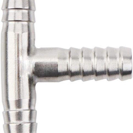 Stainless Steel 1/4" Hose Barb, 3 Way Tee T Shape Barbed Co2 Splitter Fitting (Pack of 2)