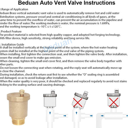 Brass 10500-VE Automatic Float Valve, 3/4" Male Thread Air Release Valve Air Bleeder Valve Vent Valve