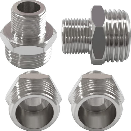 RV Faucet Adapter 1/2" Male to 3/8" Male Brass Faucet Supply Line Adapter for RV Kitchen Plumbing Water Hose Pipe Connector (Pack of 4)