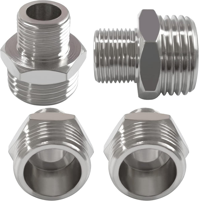 RV Faucet Adapter 1/2 Male to 3/8 Male Brass Faucet Supply Line Adapter for RV Kitchen Plumbing Water Hose