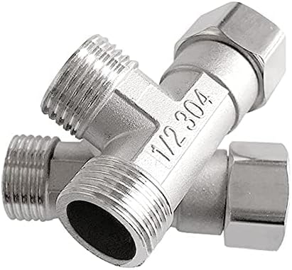 Stainless Steel 1/2" G 3 Way Diverter, Movable Cap Flexible Tee Connector for Angled Valve, Bidet, Sprayer, Shower Arm (All 3 way is 1/2 G threaded!!, Thread ID/OD is 19.8MM/3/4")