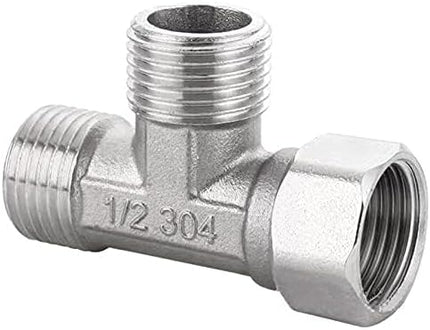 Stainless Steel 1/2" G 3 Way Diverter, Movable Cap Flexible Tee Connector for Angled Valve, Bidet, Sprayer, Shower Arm (All 3 way is 1/2 G threaded!!, Thread ID/OD is 19.8MM/3/4")