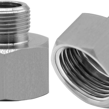 Stainless Water Line Adapter 1/2 NPT Female to 3/8 Male Reducer Hose Pipe Compression Fitting Kitchen Bathroom Faucet Supply Hose Stop Valve Adapter Pipe Connector (Pack of 2)