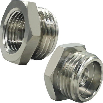 Stainless Steel 3/4" GHT Male x 1/2" G(IPS) Female Bathroom Show Tube to Garden Hose Connector Adapter Fitting(Pack of 2)