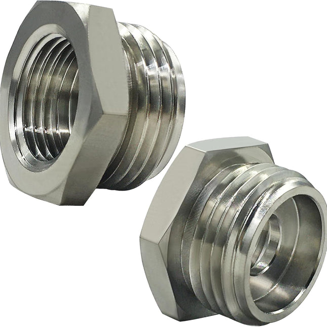 Stainless Steel 3/4" GHT Male x 1/2" G(IPS) Female Bathroom Show Tube to Garden Hose Connector Adapter Fitting(Pack of 2)
