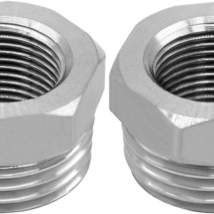 Stainless Water Line Adapter 3/8 Female to 1/2 NPT Male Reducer - Compression Fitting for Kitchen Bathroom Faucet Supply Hose, Stop Valve, Pipe Connector (Pack of 2)