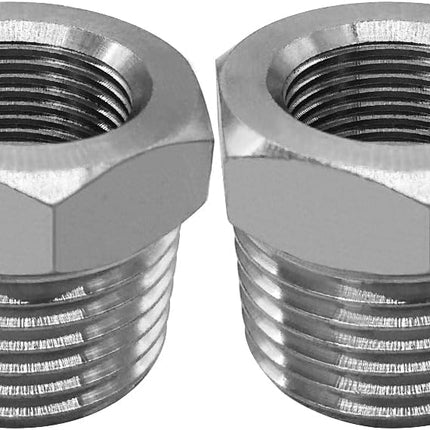 Stainless Water Line Adapter 3/8 Female to 1/2 NPT Male Reducer - Compression Fitting for Kitchen Bathroom Faucet Supply Hose, Stop Valve, Pipe Connector (Pack of 2)