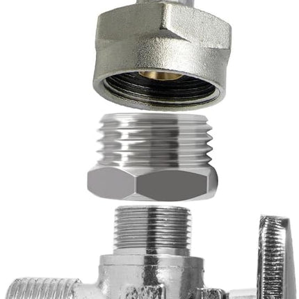 Stainless Water Line Adapter 3/8 Female to 1/2 NPT Male Reducer - Compression Fitting for Kitchen Bathroom Faucet Supply Hose, Stop Valve, Pipe Connector (Pack of 2)