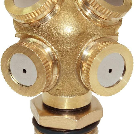 Sprinkler Mister Head 1/2" NPT Brass 4 Holes Garden Hose Sprinkles Irrigation Connect Fitting with Adapter and Filter Mesh