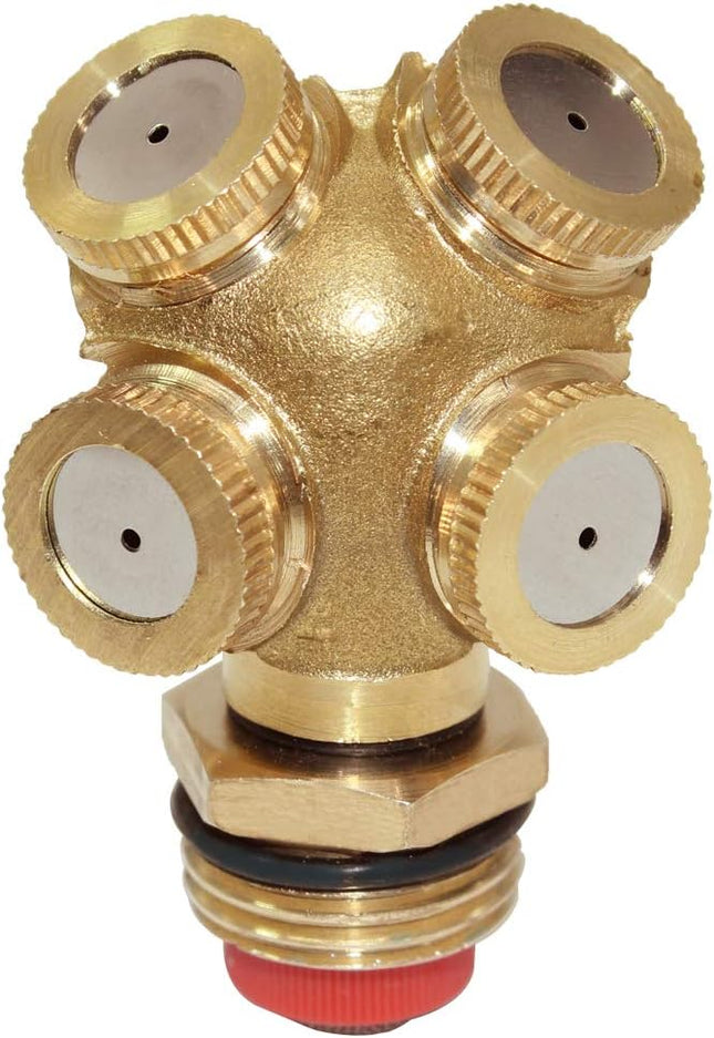 Sprinkler Mister Head 1/2 NPT Brass 4 Holes Garden Hose Sprinkles Irrigation Connect Fitting with Adapter