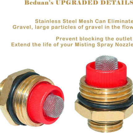 Sprinkler Mister Head 1/2" NPT Brass 4 Holes Garden Hose Sprinkles Irrigation Connect Fitting with Adapter and Filter Mesh