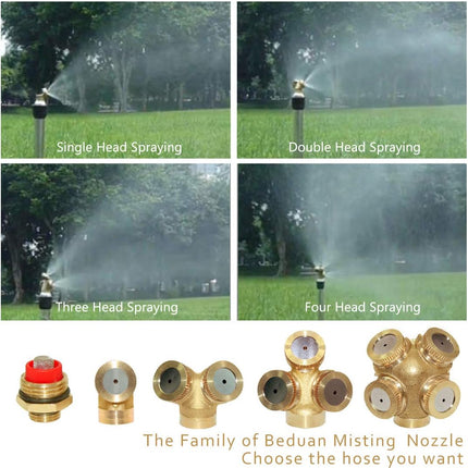 Sprinkler Mister Head 1/2" NPT Brass 4 Holes Garden Hose Sprinkles Irrigation Connect Fitting with Adapter and Filter Mesh