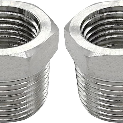 316 Stainless Steel Reducer Hex Bushing 1/2 Male NPT to 1/4 Female NPT Reducing Cast Pipe Adapter Fitting for Air Water Gas Fuel(Pack of 2)