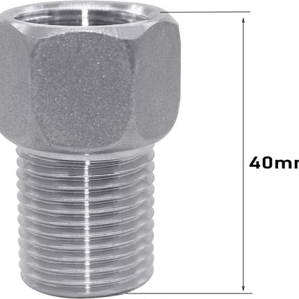 1/2" Female to 1/2" Male Extension Pipe Nipple Connector, Stainless Steel Pipe Longer Fitting Adapter 1.57" Length (40 mm)