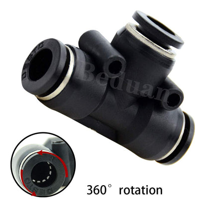 Push to Connect Air Fitting, 12mm Tube OD Pneumatic Tee Union Fitting Push Lock(Pack of 10)