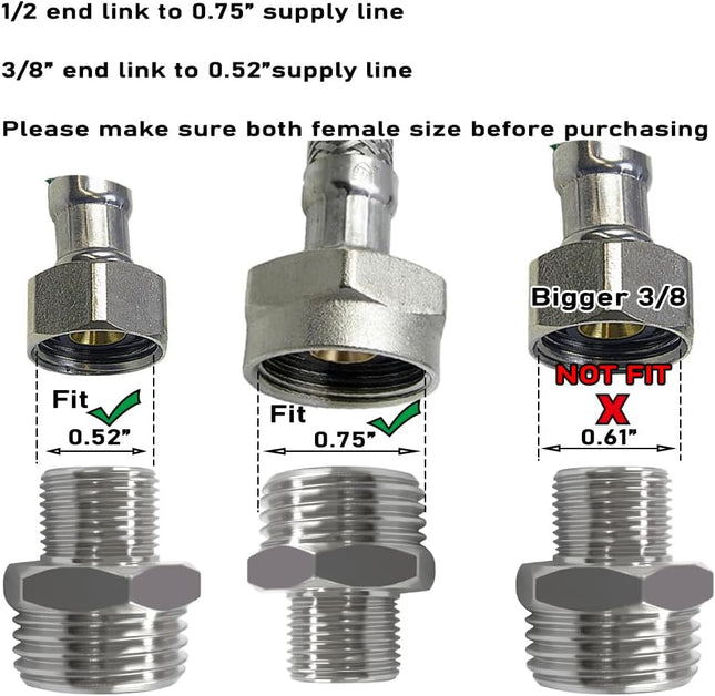 Brass Water Line Adapter 1/2 Female to 3/8 Male Reducer Hose Pipe Compression Fitting Kitchen Bathroom – product detail