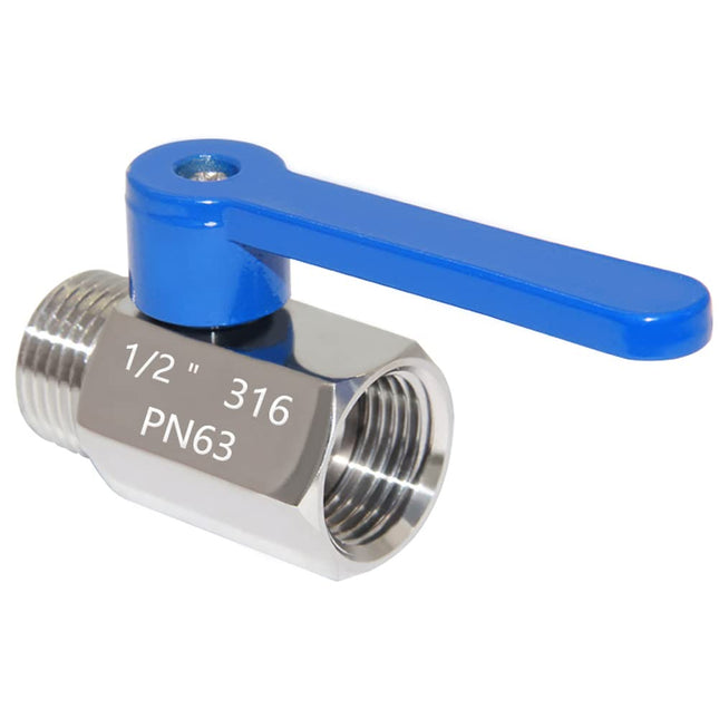 Mini Ball Valve Stainless Steel(316) 1/2 NPT Male x NPT Female Shut-Off Valve V1258-DP02-B-3221