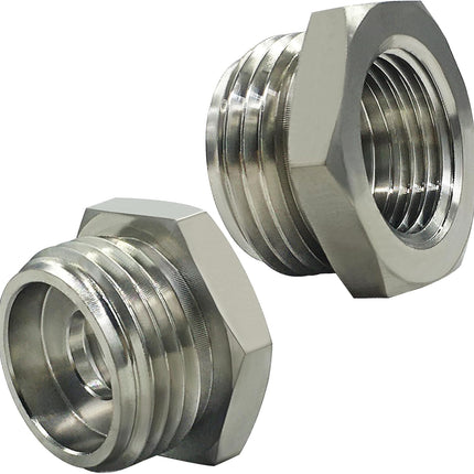 2PCS Stainless Steel 3/4" GHT Male x 1/2" G(IPS) Female Bathroom Show Tube to Garden Hose Connector Adapter Fitting