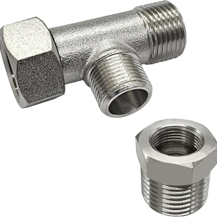 Brass Angle Stop Add-A-Tee Valve Compression Tee 3/8 Comp. Inlet by 3/8 Outlet with 1/2 Male G to 3/8 Female Comp Adapter