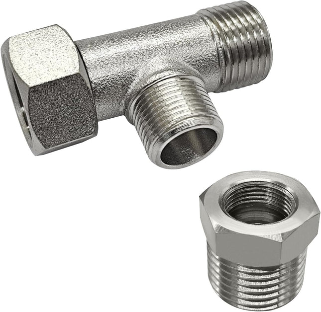 Brass Angle Stop Add-A-Tee Valve Compression Tee 3/8 Comp.Inlet by 3/8 Outlet with 1/2 Male G to 3/8 Female