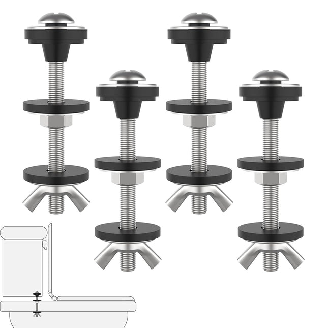 4 Pcs Universal Toilet Tank to Bowl Bolts Kit Heavy Duty Stainless Steel Toilet Tank V1258-DP02-B-3253