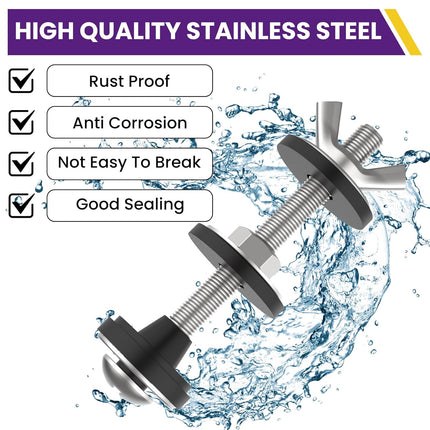 4 Pcs Universal Toilet Tank to Bowl Bolts Kit, Heavy Duty Stainless Steel Toilet Tank Bolts with Stainless and Rubber Washers Gasket for Toilet Mounting and Repair