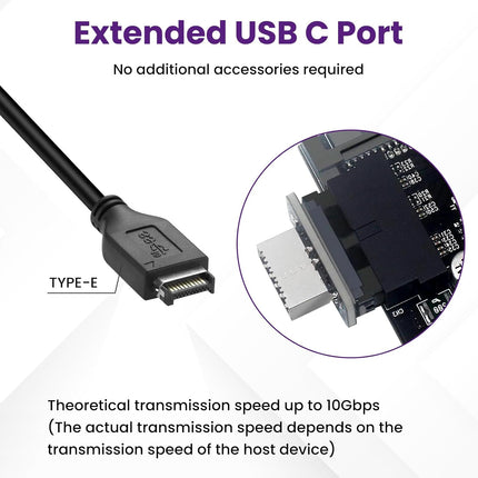 USB 3.2 Gen 1 to USB 3.2 Gen 2 Header Adapter, Motherboard 19Pin to Type-E Header Converter, Front Panel Adapter for Type C Motherboard (Vertical Type)