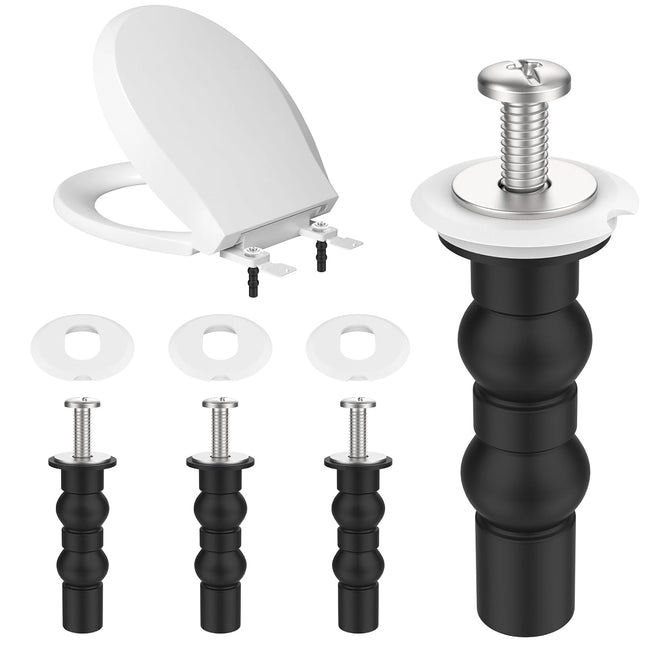 4Pcs Toilet Seat Screws Replacement Stainless Steel Top Mount Hinges with Expanding Rubber Bolts