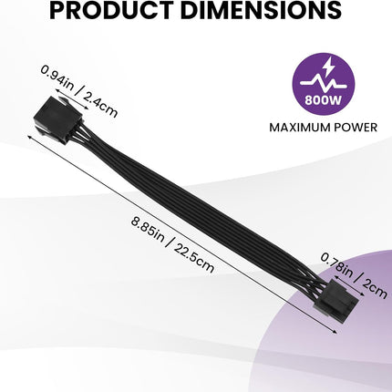 2 Pack CPU 8 Pin ATX Power Extension Cable, EPS 8 PIN Male (4+4) to 8 PIN Female Power Extension Cable for Motherboard, 9 Inch