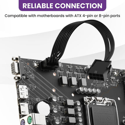 2 Pack CPU 8 Pin ATX Power Extension Cable, EPS 8 PIN Male (4+4) to 8 PIN Female Power Extension Cable for Motherboard, 9 Inch