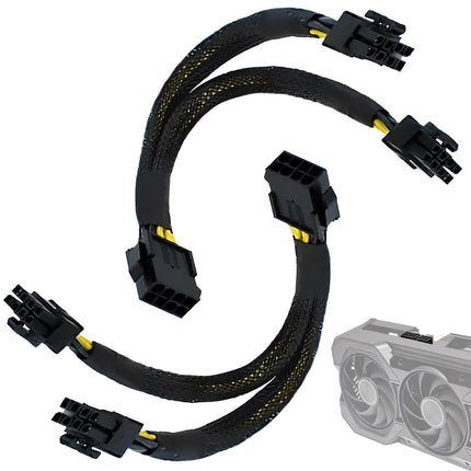 8 Pin PCIe Splitter Cable, 2-Pack PCIe 8 Pin Female to Dual 8 Pin (6+2) Male Power Adapter Cable, 8 Inch Braided Y-Splitter Power Extension Cables for GPU Graphics Card