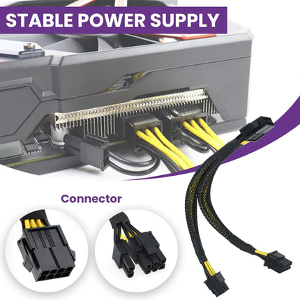 8 Pin PCIe Splitter Cable, 2-Pack PCIe 8 Pin Female to Dual 8 Pin (6+2) Male Power Adapter Cable, 8 Inch Braided Y-Splitter Power Extension Cables for GPU Graphics Card