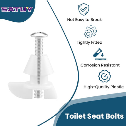4 Pack White Toilet Seat Bolts & Screws for 1133024 Hardware Pack, Non-Slip, Secure Fit - Ideal for Toilet Seat Parts Replacement