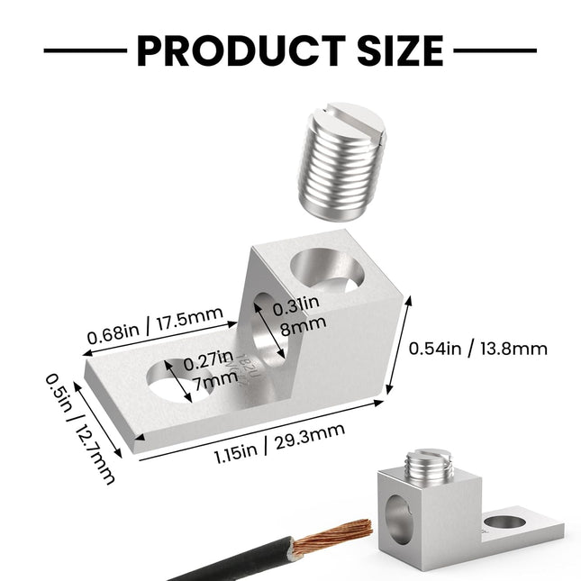 12Pcs Aluminium Mechanical Lugs 1-Hole Quick Connect Terminal Mechanical Lug 2AWG TA-2 1B2U – product detail
