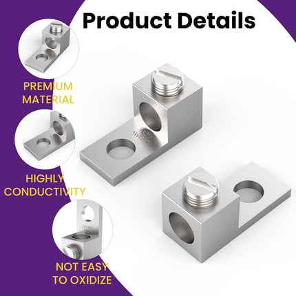 12Pcs Aluminium Mechanical Lugs, 1-Hole Quick Connect Terminal Mechanical Lug 2AWG TA-2 1B2U