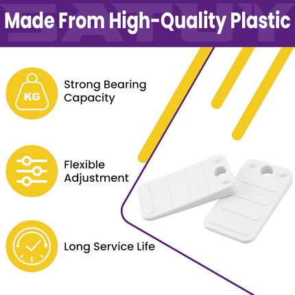 24 Pcs White Furniture Leveling Shims - Non-Slip Plastic Wedges, Adjustable Gap Fillers for Toilet, Uneven Floors, Tables, Doors, Cabinets